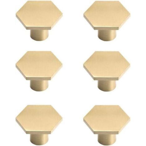 Set Mit 6 Messing-schrankgriffen, Goldene Möbelgriffe, Einlochige Sechskantgriffe Für Küche, Büro, Schränke, Kommoden