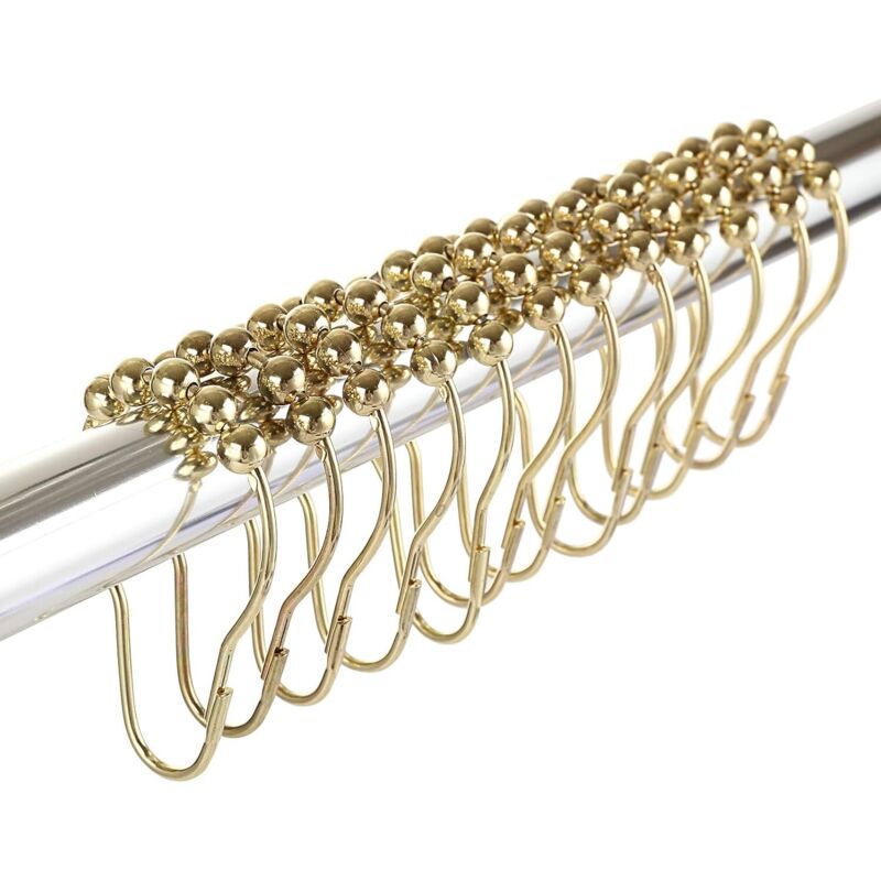 12 Verchromte, Vergoldete Duschvorhanghaken Aus Edelstahl, Elegant Und Robust