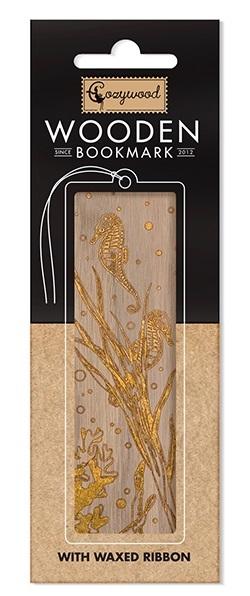 Goldene Lesezeichen Aus Holz Mit Seepferdchenmotiv