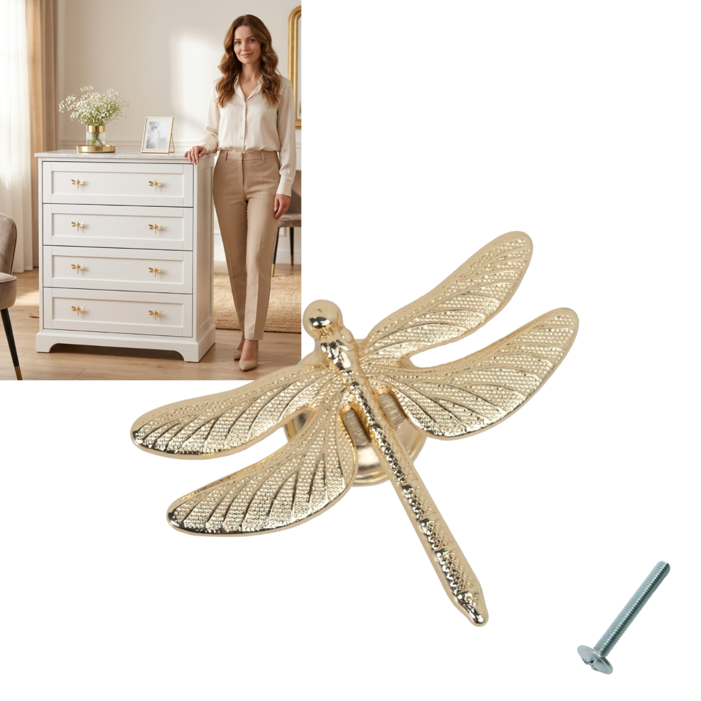 Libellen-möbelgriff, Möbelknopf, Für Möbel, Schränke, Libelle Gold Aks