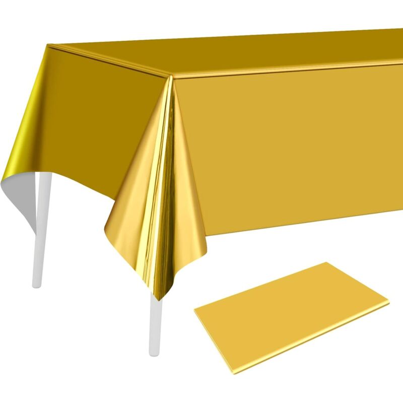 Goldene Rechteckige Tischdecke (137 X 183 Cm), Aus Kunststoff Mit Blattgold-effekt, Ideal Für Hochzeiten, Geburtstage, Weihnachten Und Partydekorationen.