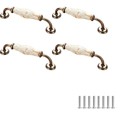 Set Mit 4 Keramik-möbelgriffen Im Vintage-stil Mit Blumenmuster Für Schranktüren, Schubladen, Kleiderschränke, Kleiderstangen, 1