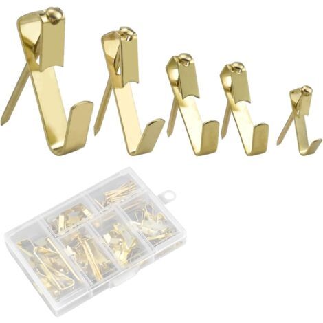 Set Mit 130 Metallwandhaken Inklusive Nägeln, Haken Für Fotohalter Und Bilderrahmenhalterungen (goldfarben)