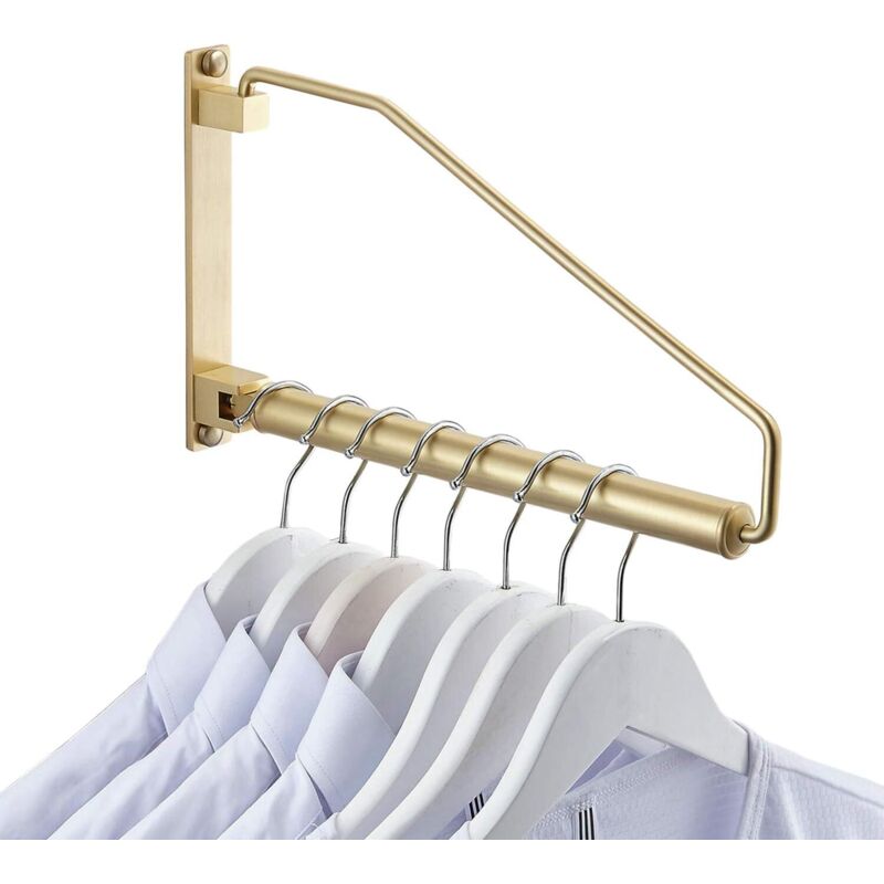 (gold) Wandmontierter, Faltbarer Wäscheständer Mit Haken Für Balkon, Badezimmer, Schlafzimmer, Waschküche