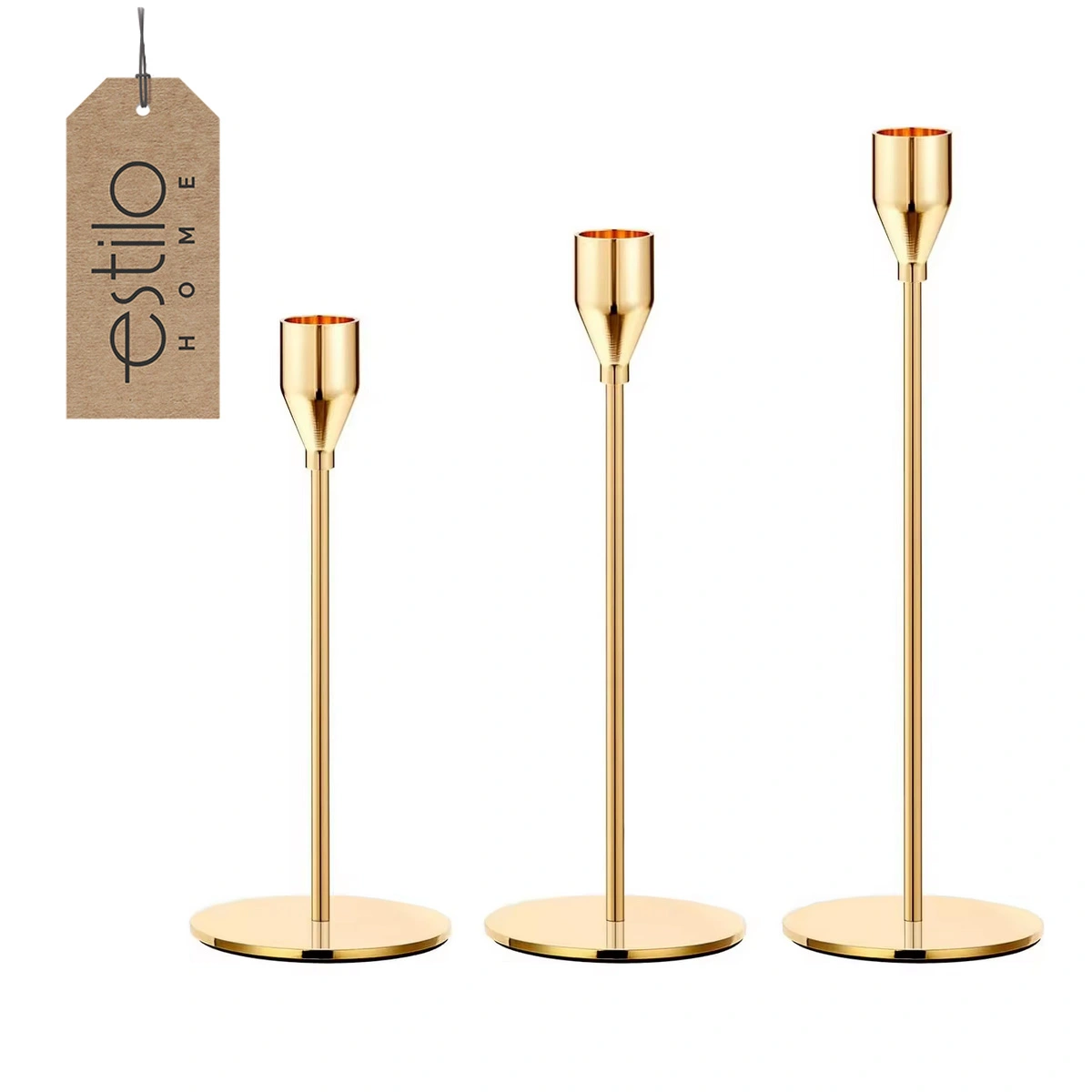 Moderner Goldener Weihnachtskerzenhalter – 3er-set