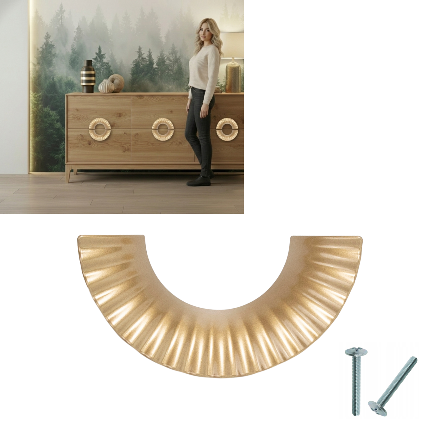 Möbelgriff, Teegold, Modern, Größe 96/117