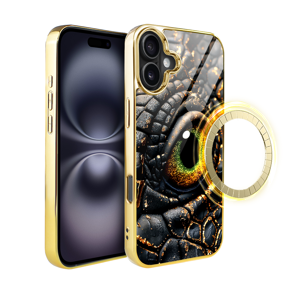 Iphone 16 Plus Ibizu Elite Glashülle Mit Magsafe, Glasrückseite, Amber Dragon, Gold