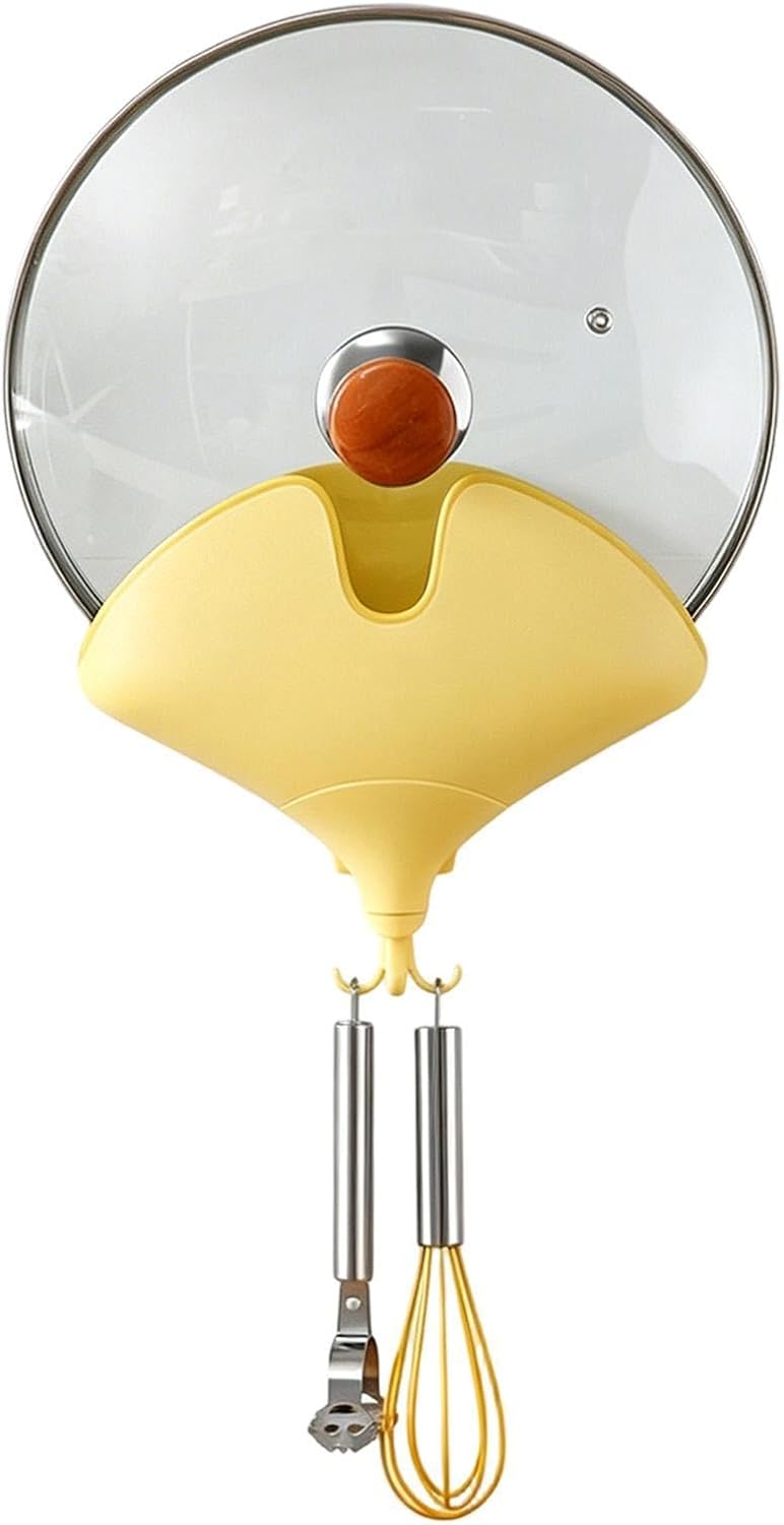 Topfdeckel-organizer Wandmontierter Kochgeschirr-top-rack Mit Haken Pfannenabdeckungshalter Mit Herausnehmbarer Tropfschale Für Schrank, Wohnung, Vorbereitung, , Küche, Zuhause