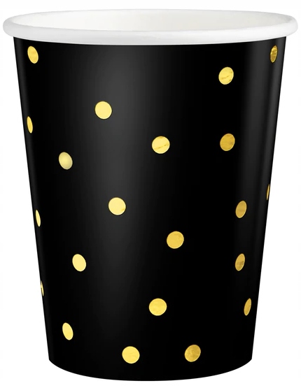 Papierbecher Schwarz Gold Punkte Ml 6 Stück.