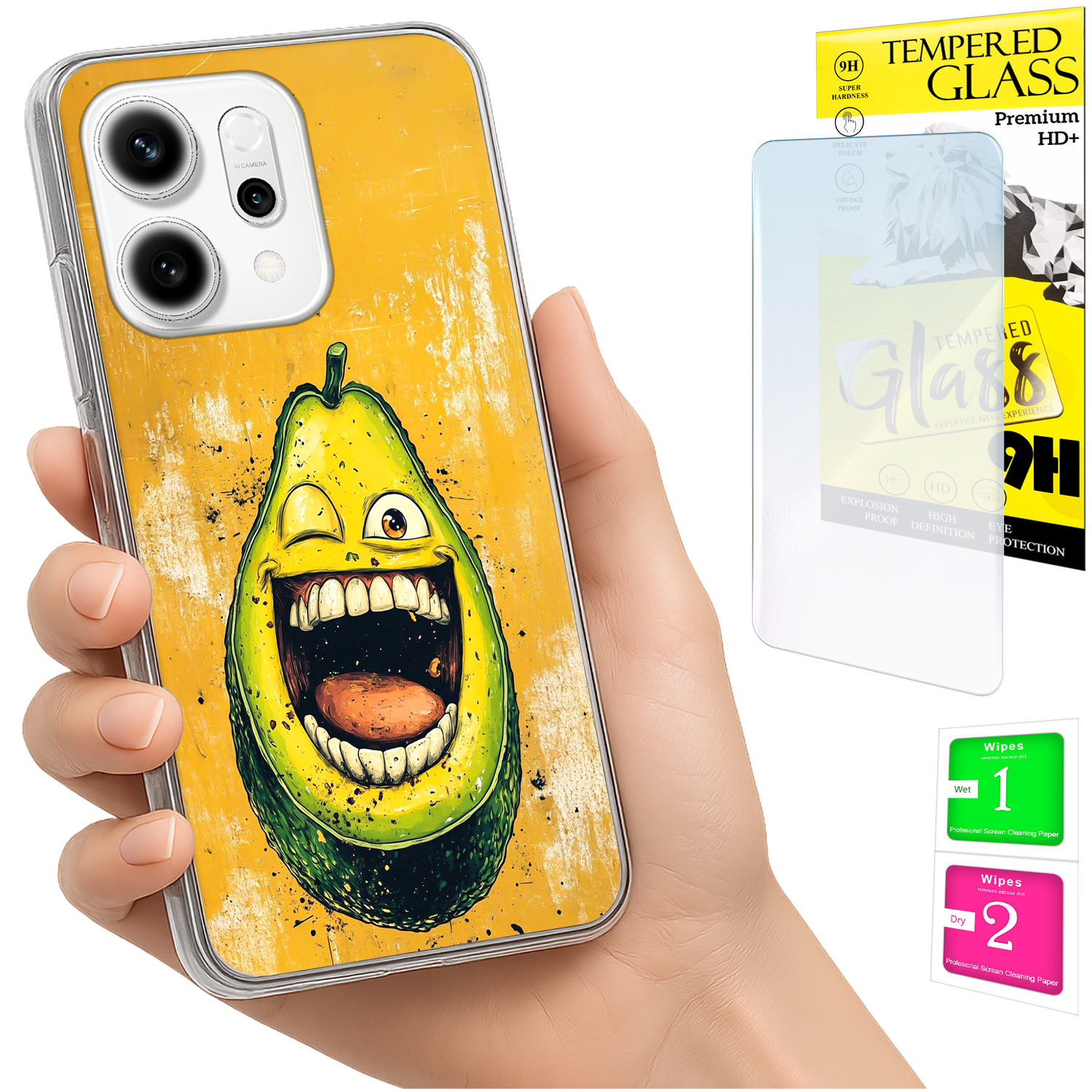 Schutzhülle Für Oppo Reno 14f / 14 Fs 5g, Foto-rückseite, Avocado + Glas