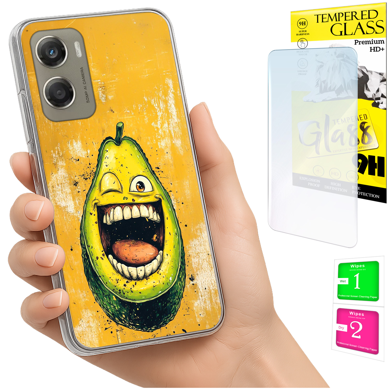 Schutzhülle Für Motorola Moto G06 / G06 Power, Rückseite, Avocado + Glas