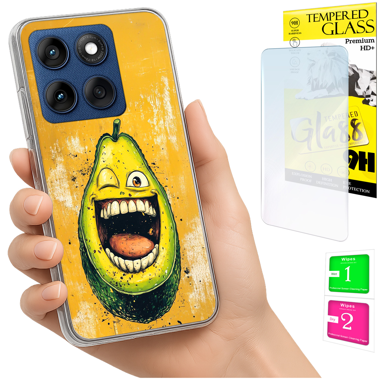 Schutzhülle Für Motorola Edge 60 Fusion / Edge 60 Foto, Avocado-rückseite + Glas