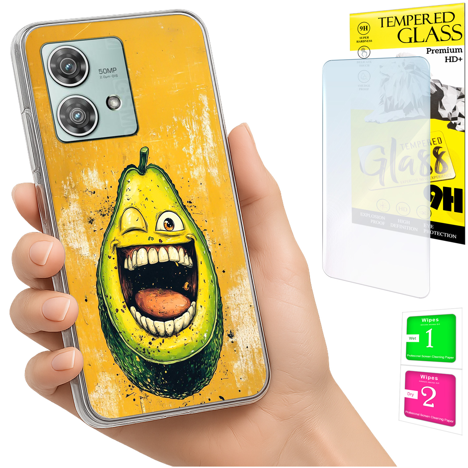 Schutzhülle Für Motorola Edge 40 Neo: Fotohülle Mit Avocado-rückseite Und 9h-glas