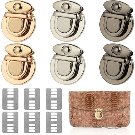 Stück Handtaschenverschlüsse, Geldbörsenschlösser, Drehbare Metallverschlüsse, Schulranzenverschlüsse, Metallschlösser Für Handtaschen, Geldbörsen Und Lederbastelprojekte, 3 Farben