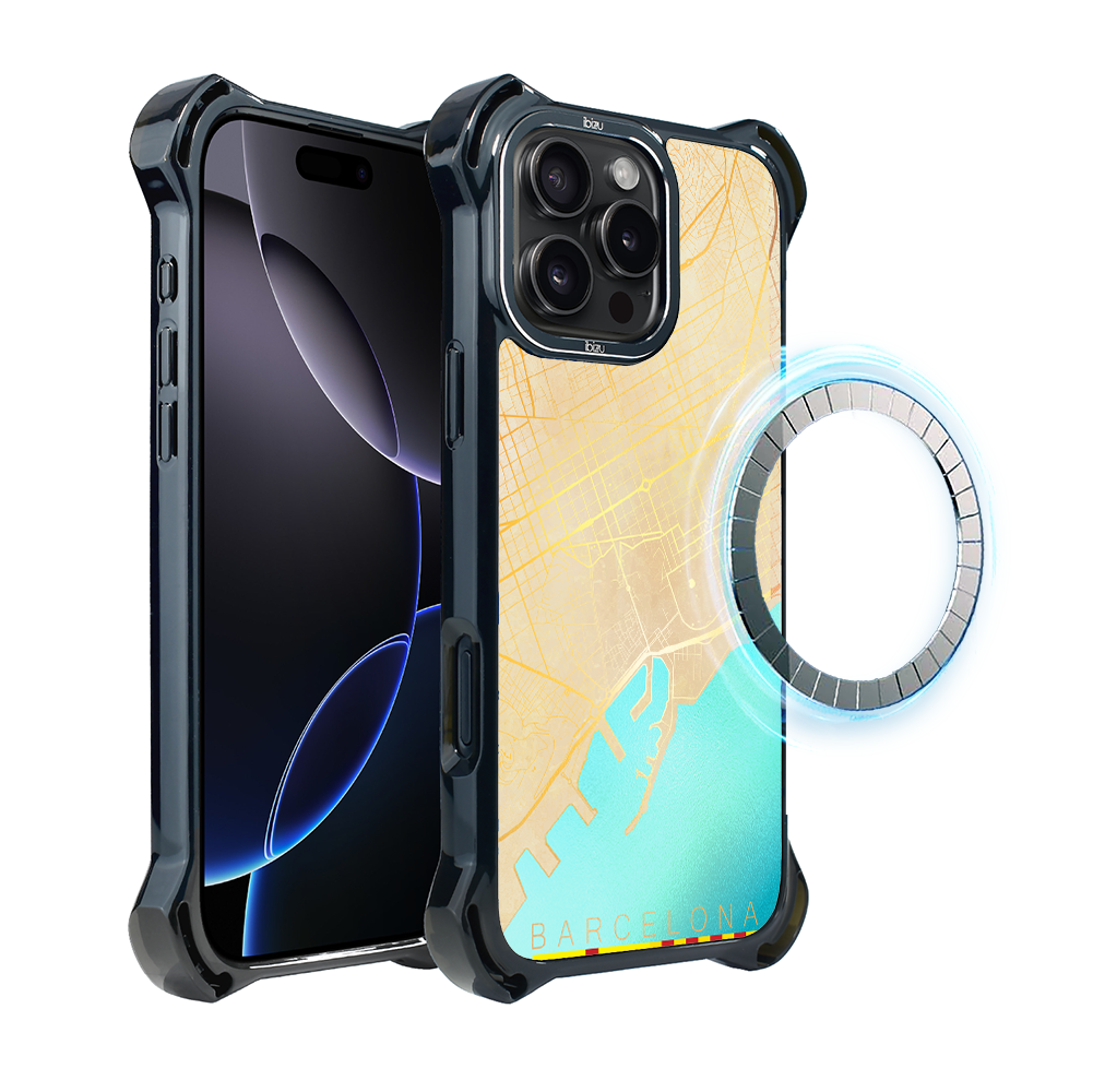Iphone 16 Pro Ibizu Dropguard Ultra Hülle Mit Magsafe, Weltkarten, Barcelona