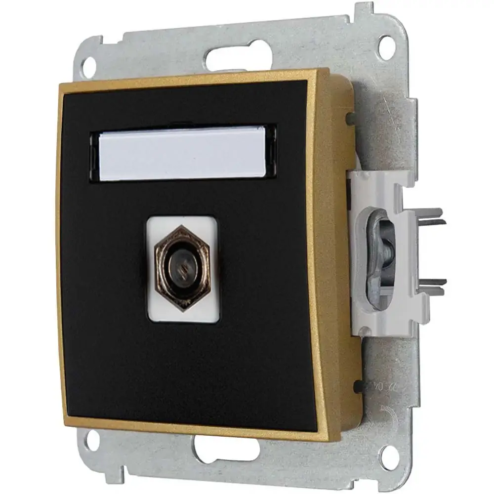 1x Antennenbuchse Ohne Rahmen, Karlik Mini, Farbe: Mattschwarz/gold