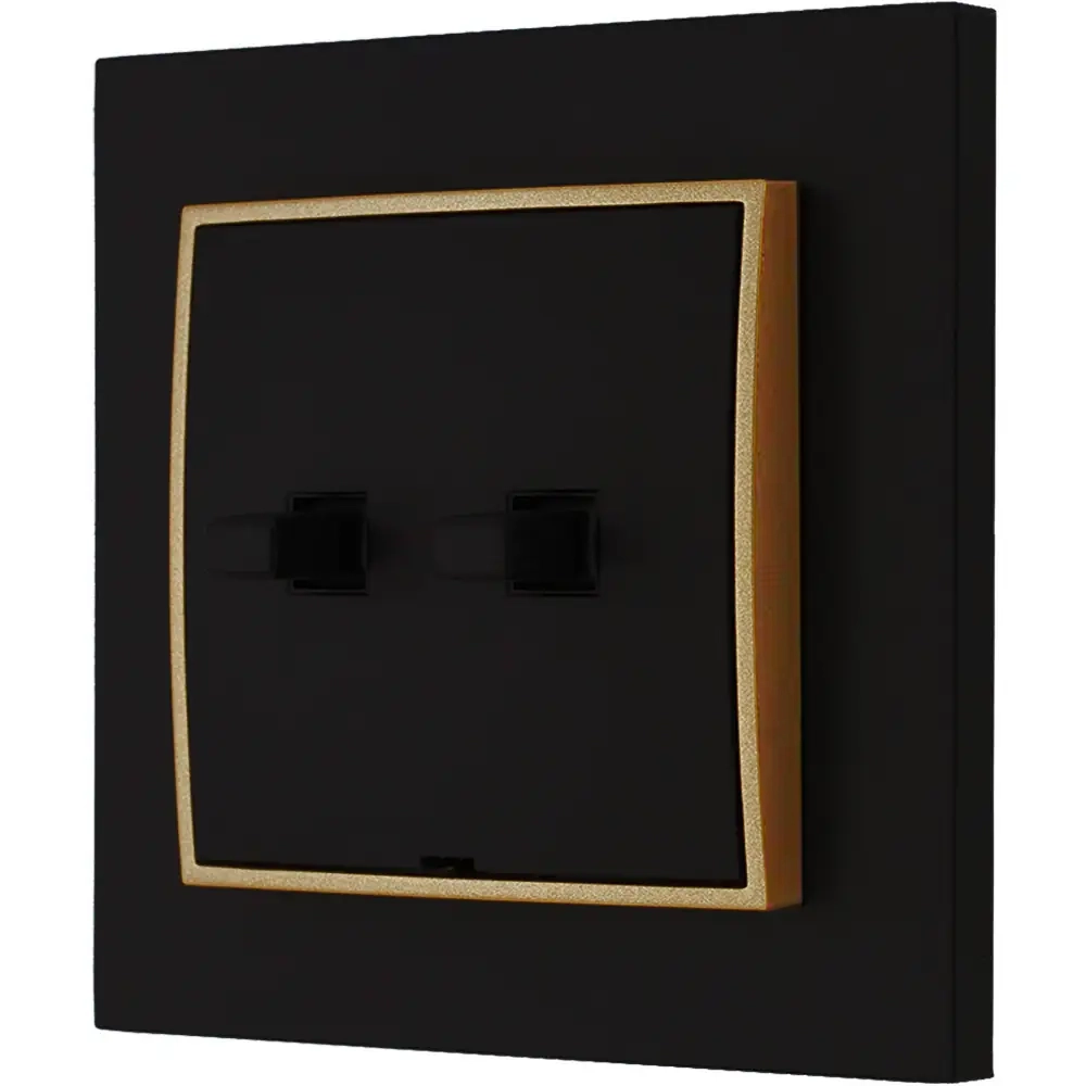 Doppelschalter, Us-amerikanisches Design, Karlik Mini, Matt Schwarz/gold