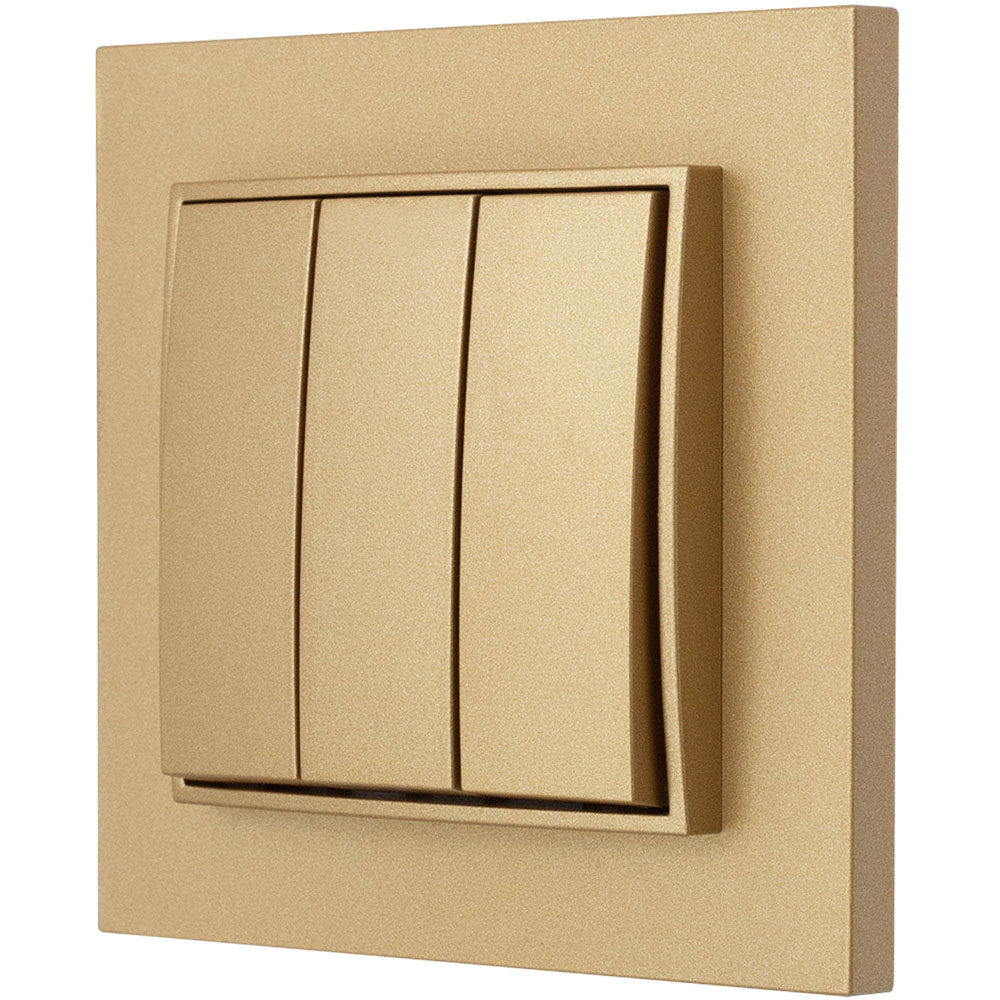Dreifachschalter Mit Rahmen Karlik Mini, Goldfarben