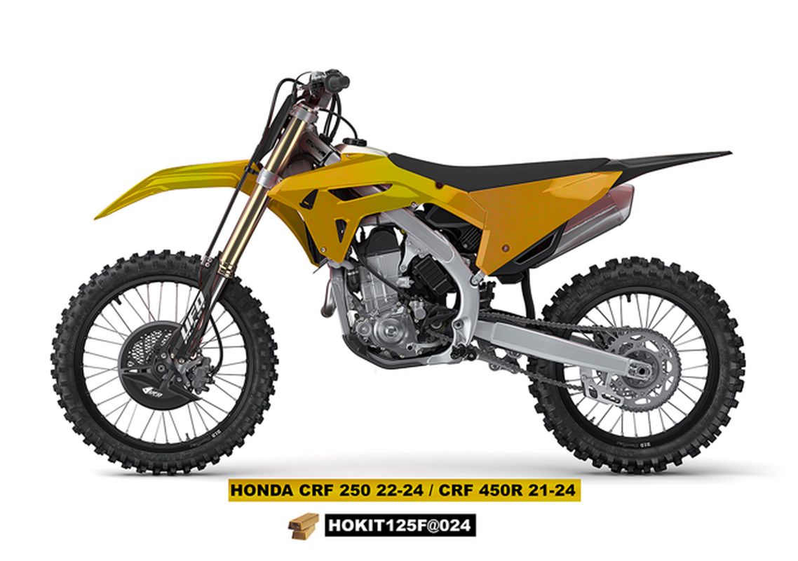 Ufo-kunststoffset (komplettset) Mit Teleskop-stoßdämpferabdeckungen Für Honda Crf 250 R '22-'24, Crf 450 R '21-'24, Goldfarbe