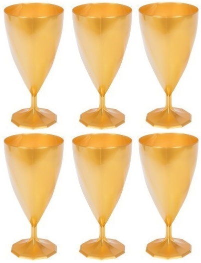 Kunststoff-weingläser In Gold, 150 Ml, 6 Stück.
