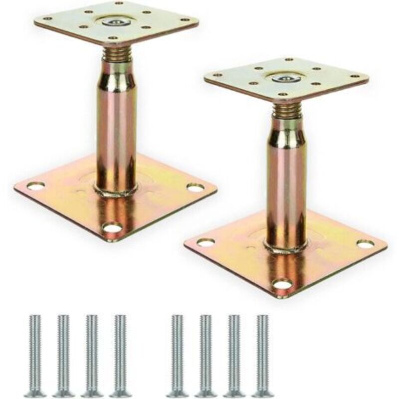 Set Mit 2 Verstellbaren, Verzinkten Pfostenhalterungen (100–150 Mm) – Für Bauzwecke – Gold