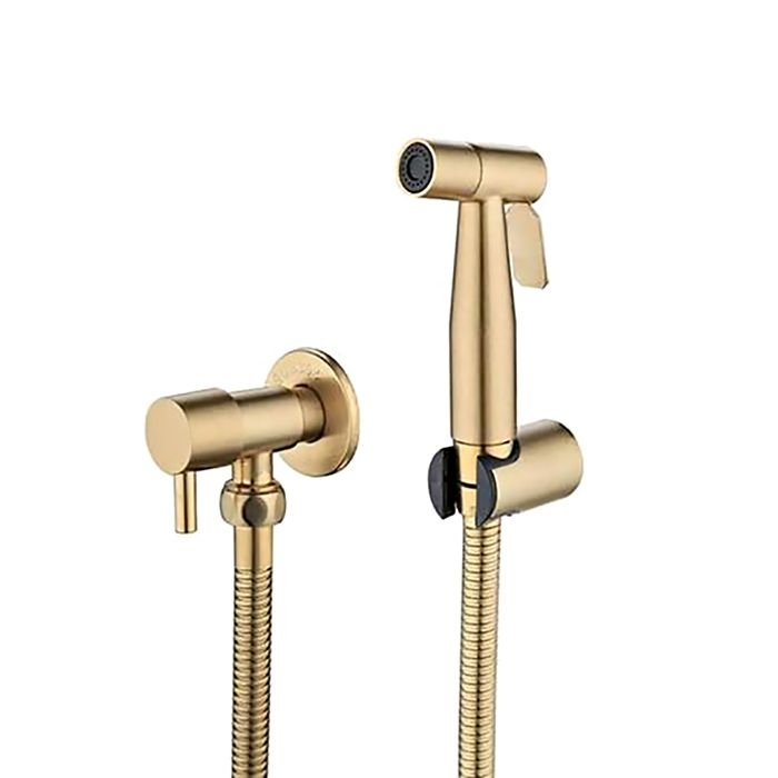 (goldene) Wc-reinigungspistole – Jormftte – Edelstahl – Gebürstete Goldoberfläche – 1,5 M Schlauch – Universal