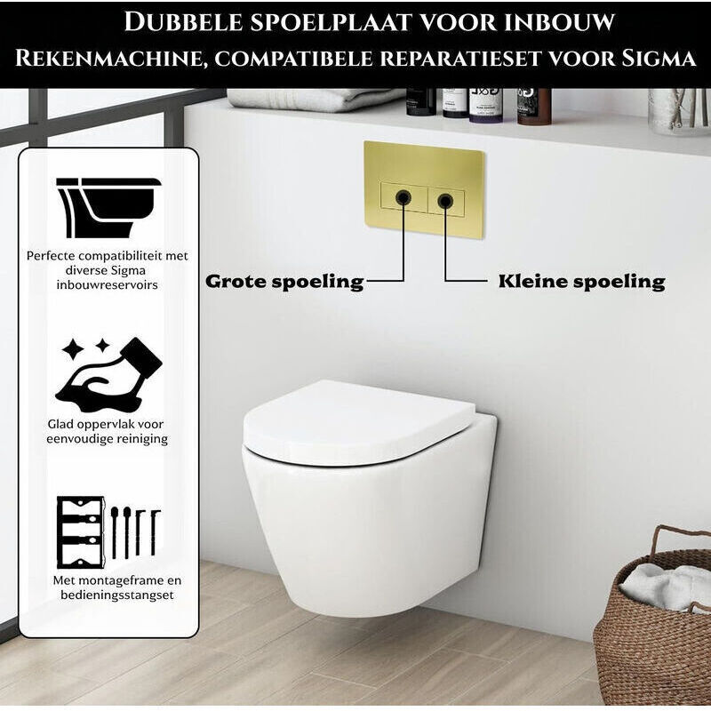 Verdeckte Wc-spülbedienplatte, Zweimengenspülung, Kompatibel Mit Geberit Sigma01 Up300/320, 115.770.11.5 (gold)