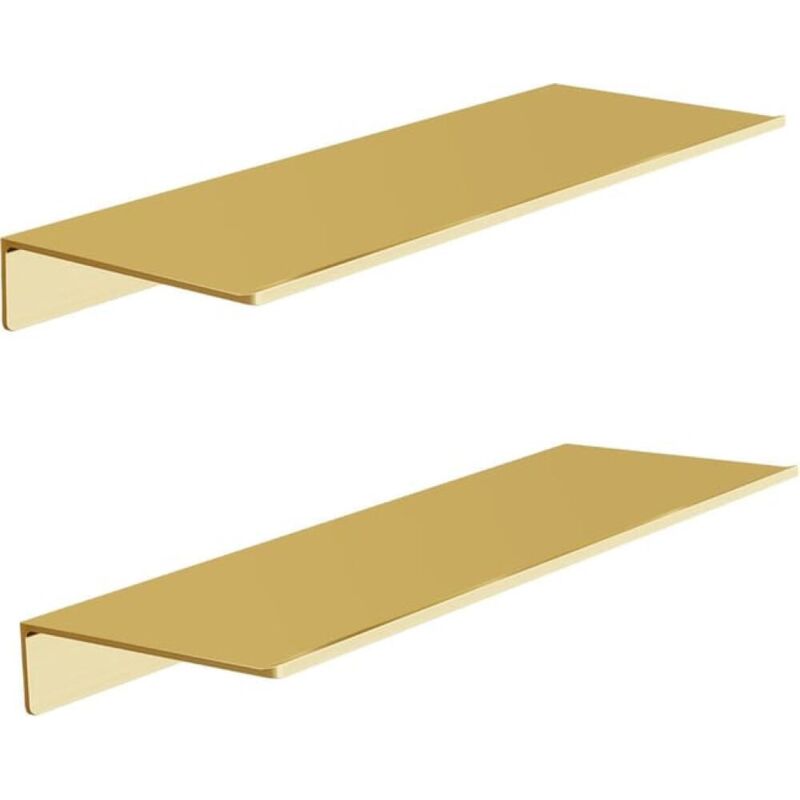 2er-set, Wandregal In Gebürstetem Gold, Wandmontierter Duschkorb, Dekorativer Ausstellungsständer, 30 Cm Schwebende Metallregale