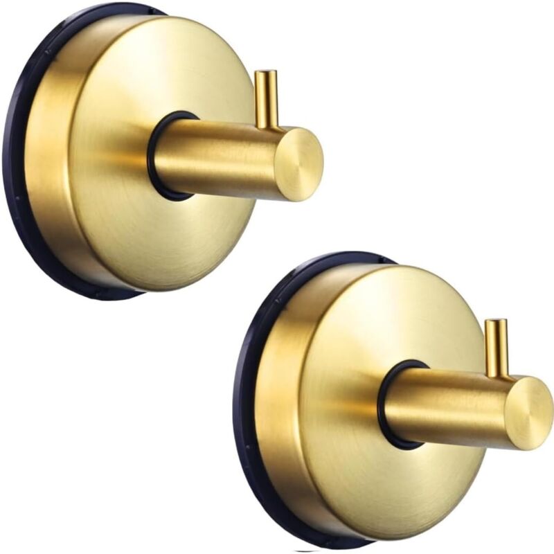 Set Mit 2 Saugnapfhaken Aus Edelstahl Für Bad, Küche, Dusche, Fliesen (gold)