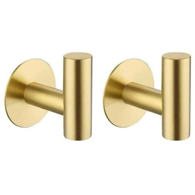 2-teiliges Set Selbstklebender Wandhaken Für Badezimmerhandtücher, Handtuchhalter Aus Edelstahl Ohne Bohren, Küchen-, Bilder-/türhaken, Selbstklebend, Gold