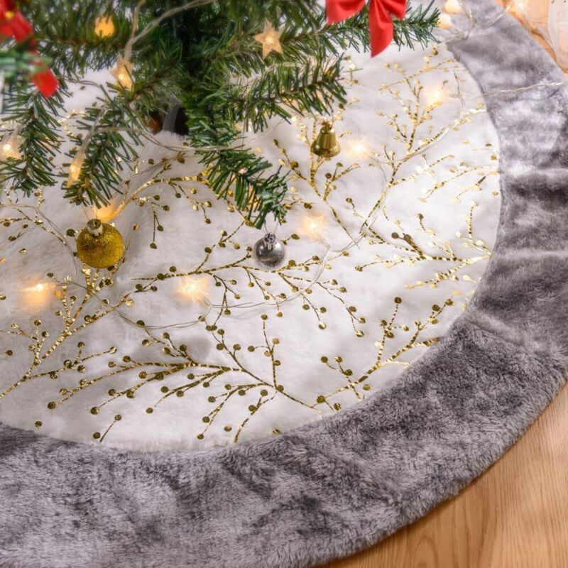 90 Cm Weihnachtsbaumrock, Weihnachtsbaummatte, Große Goldene Weihnachtsbaum-sockelabdeckung Mit Zweigen, Weihnachtsbaumrock (gold)