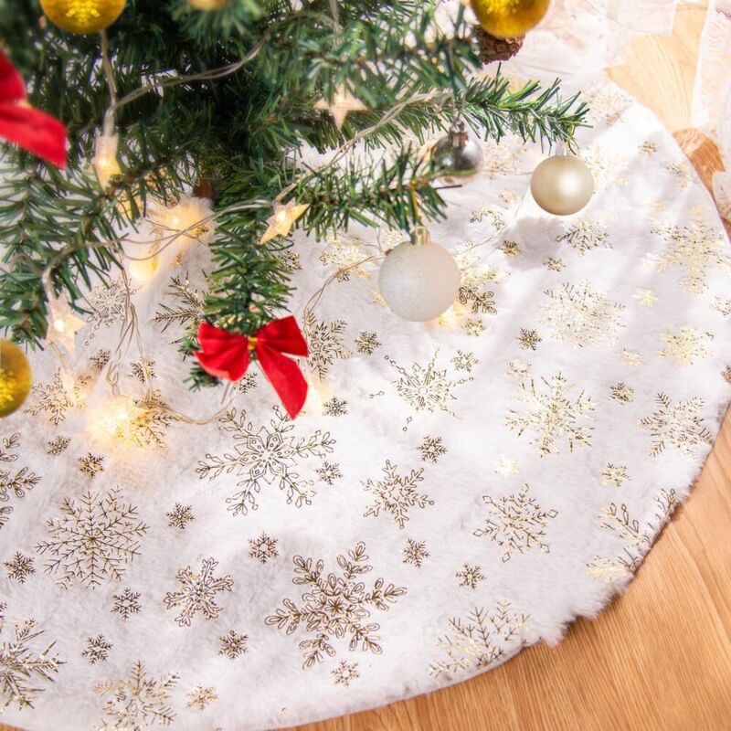 Weihnachtsbaumrock 90 Cm, Großer Goldener Schneeflocken-baumrock, Baumfußabdeckung Zur Dekoration (gold, 90 Cm)