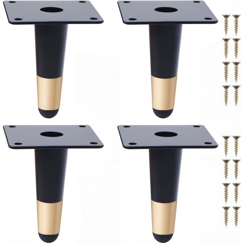 Schwarze Und Goldene Metall-möbelbeine, 10 Cm, Konische Beine Für Sofa, Tisch, Schrank, Robust Und Stilvoll