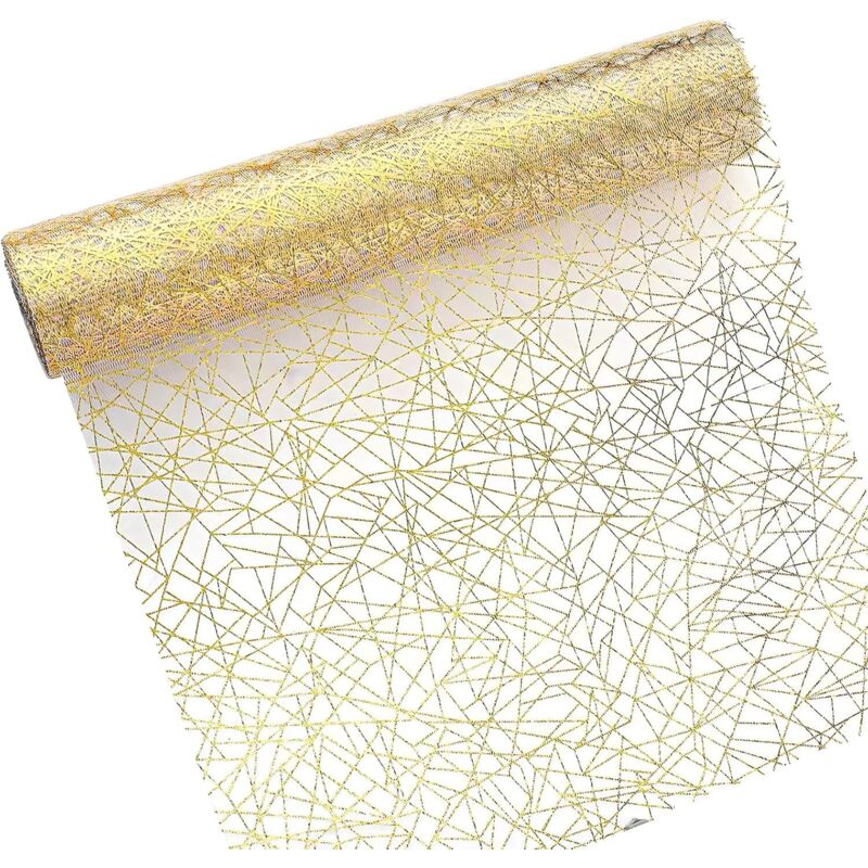 (gold, 28 Cm X 30 M) Tischläufer, Tüll-organza-stoffrolle, Zuschneidbar, Wiederverwendbar, Für Weihnachten, Hochzeiten, Partys, Geburtstage, Feiern