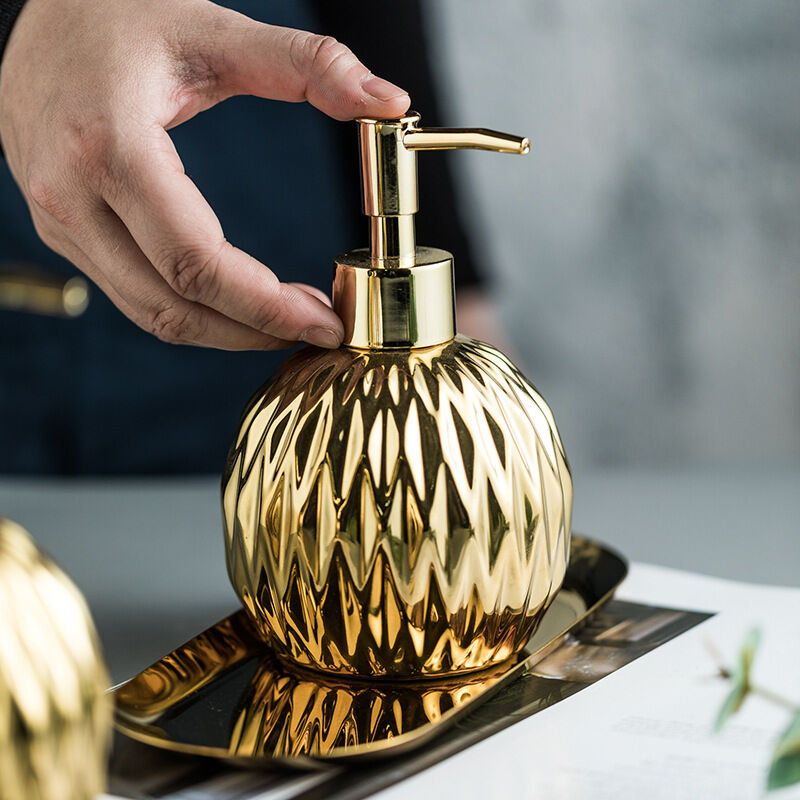 Moderner Seifenspender Aus Goldener Keramik Im Landhausstil, 400 Ml, Für Bad, Küche Und Hotel, Elegante Dekoration