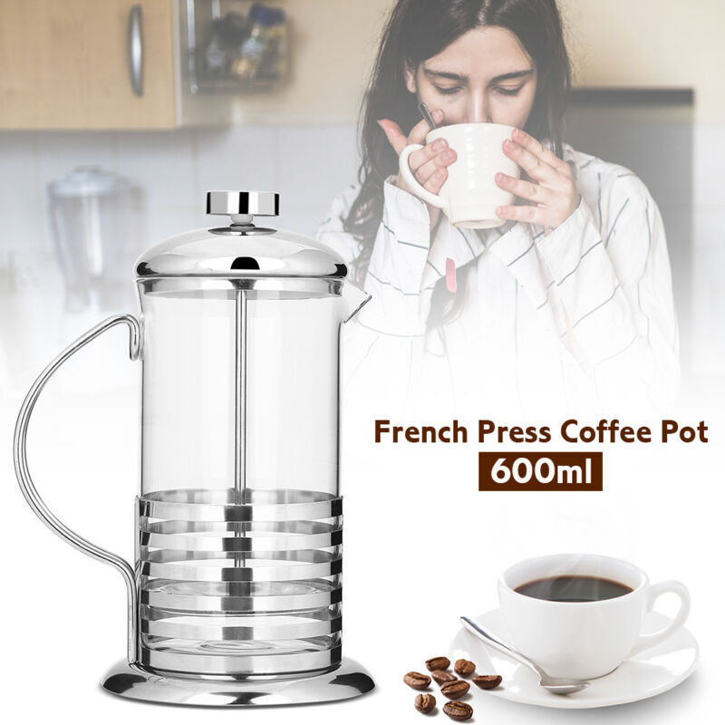 Tragbare French-press-kaffeemaschine Aus Edelstahl Und Glas (600 Ml)