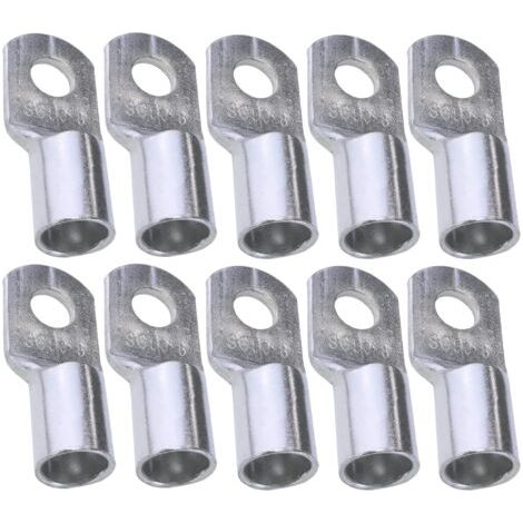 Packung Mit 10 Röhrenförmigen Crimp-kabelschuhen – Öse – Ø 8 Mm – Unisoliert – Für 50 Mm² Leiterquerschnitt – Kabelverbinder – Klemmung – Silberfarben