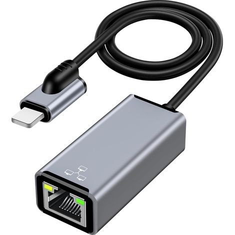 Lightning-auf-ethernet-adapter, Mfi-zertifiziert Auf Rj45-ethernet-lan Mit Ladeanschluss, 100 Mbit/s Highspeed, Kompatibel Mit Iphone/ipad/ipod