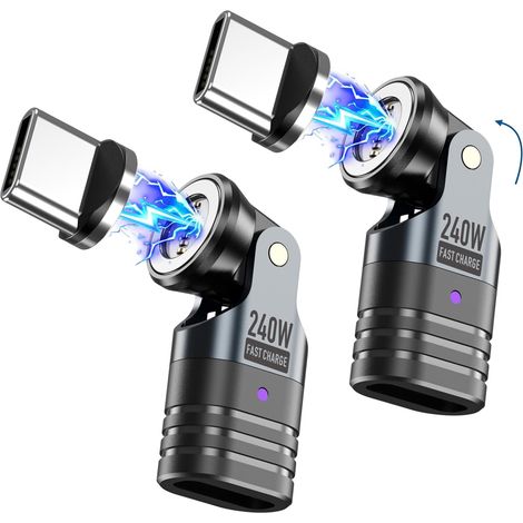 Stück 16-poliger 240-w-magnet-usb-c-adapter, 540° Drehbarer Magnetadapter, 90°-winkelstecker Typ-c Für Iphone 17, Air 16, 15 Pro Max, Macbook/ipad, Galaxy, Switch 2, Laptop, Tablet