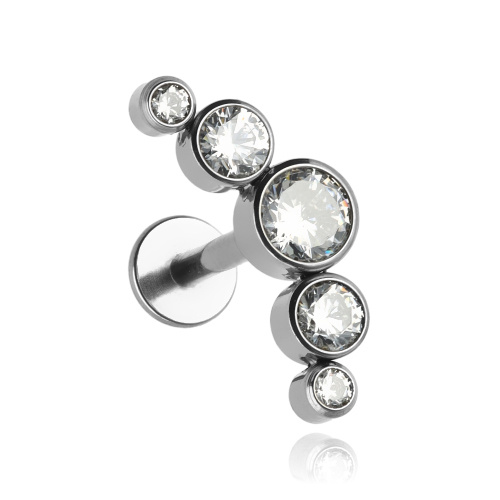 Labret-cluster Aus Titan Mit Weißen Zirkonen – Silber 1,2/8