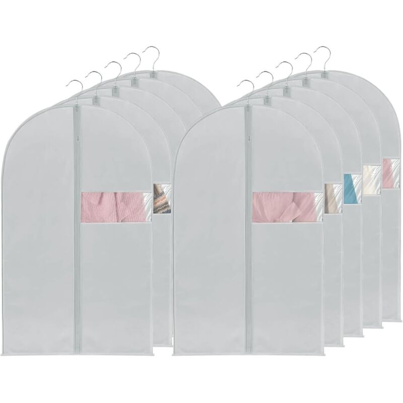 Set Mit 10 Kleidersäcken Mit Reißverschluss, Staub- Und Wasserdicht, Für Anzüge, Mäntel Und Hemden, Größe 60 X 100 Cm.