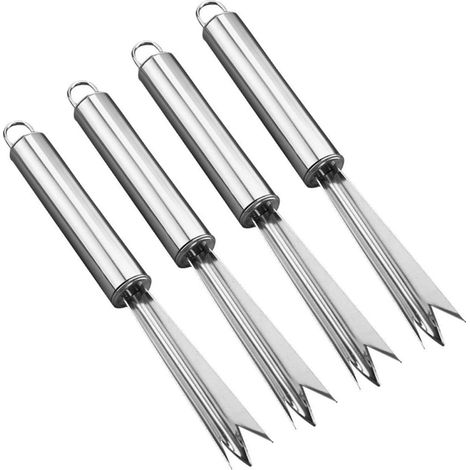 4-teiliges Set Ananasschäler Aus Silber, Multifunktionales Ananasaugen-werkzeug, V-förmiger Ananasaugen-ausstecher Aus Edelstahl Für Haushalt Und Küche