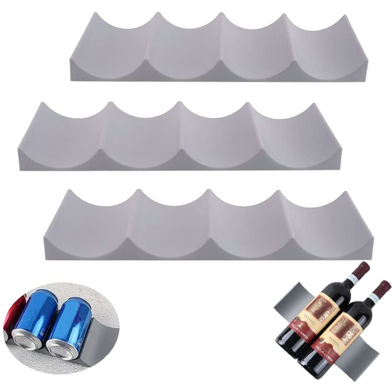 3-teiliges Weinständer-set Im Europäischen Stil, Rutschfeste Weinflaschenhalter, Bierdosen-organizer, Stapelbare Flaschenhalter Für Küche, Kühlschrank, Restaurant, Bar (grau)