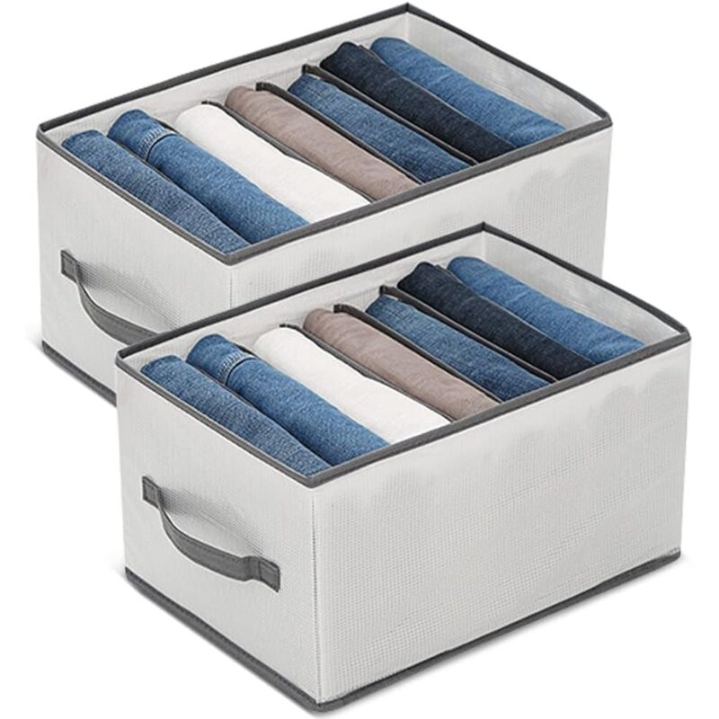 Graues 2er-set Jeans-aufbewahrungsboxen, Hosen-organisationssystem, Kleiderschrank-klappschubladen, Kleidung Für Unterwäsche, Jeans, T-shirts, Hosen, Hemden