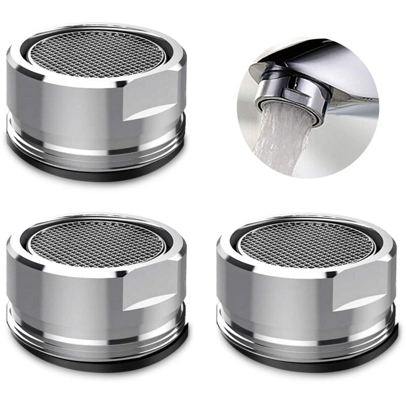 3 Stück Wasserhahnbelüfter, Wasserhahnfilter-belüfter Mit Dichtung Für Küche, Bad – Silber (außendurchmesser 24 Mm) Npterbl