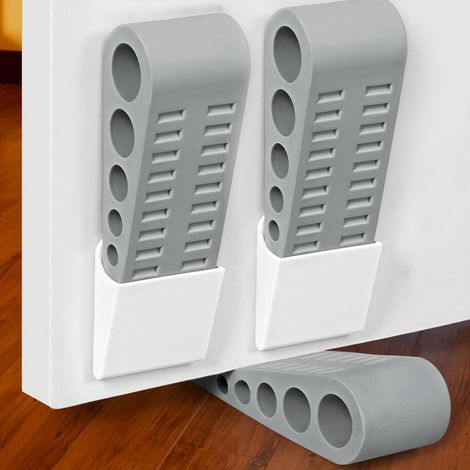 3er-pack Türstopper Für Die Unterseite Der Tür. Türstopperkeil Aus Gummi Mit Halter. Türhalter Zum Offenhalten Der Tür. Wandschutz Für Zuhause. Büro Und Schule. Grau