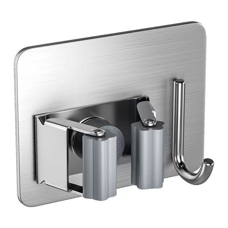 4-teiliger Multifunktionaler Mopphalter, Mopp-aufbewahrungsbox, Aufkleber, Badezimmer, Wasserdicht, Silber