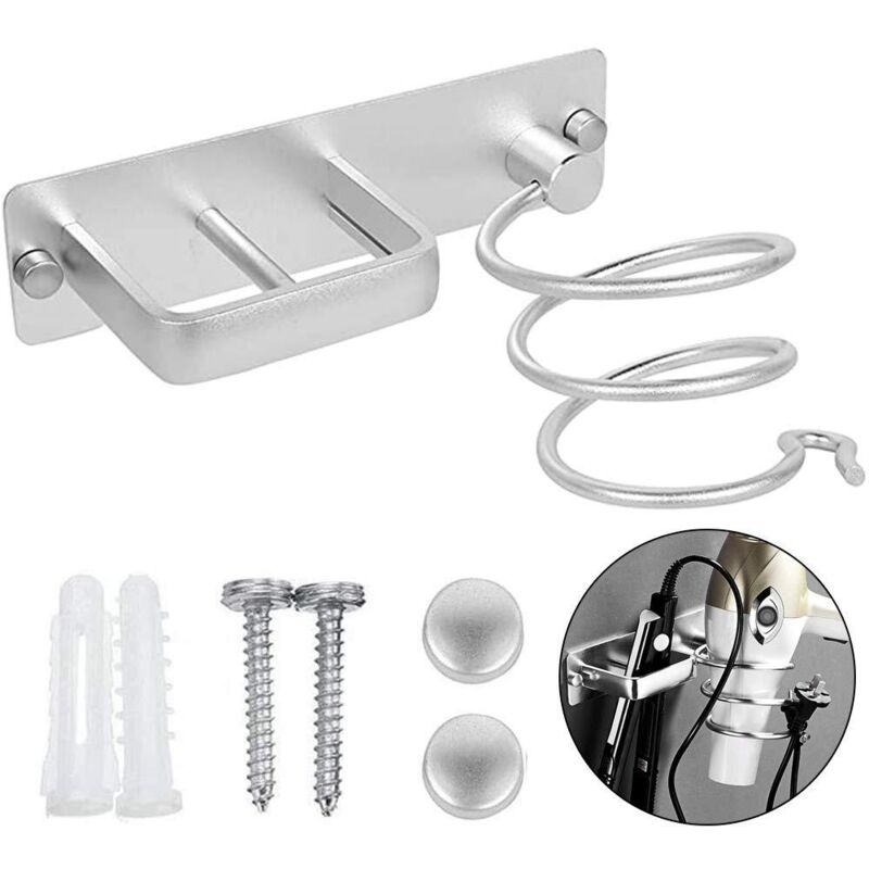 Haartrocknerhalter, Wandhalterung Aus Aluminium Für Haartrockner Und Glätteisen, Zur Aufbewahrung Von Haartrockner, Glätteisen, Haarbürste Usw., Bohren Erforderlich (silber)