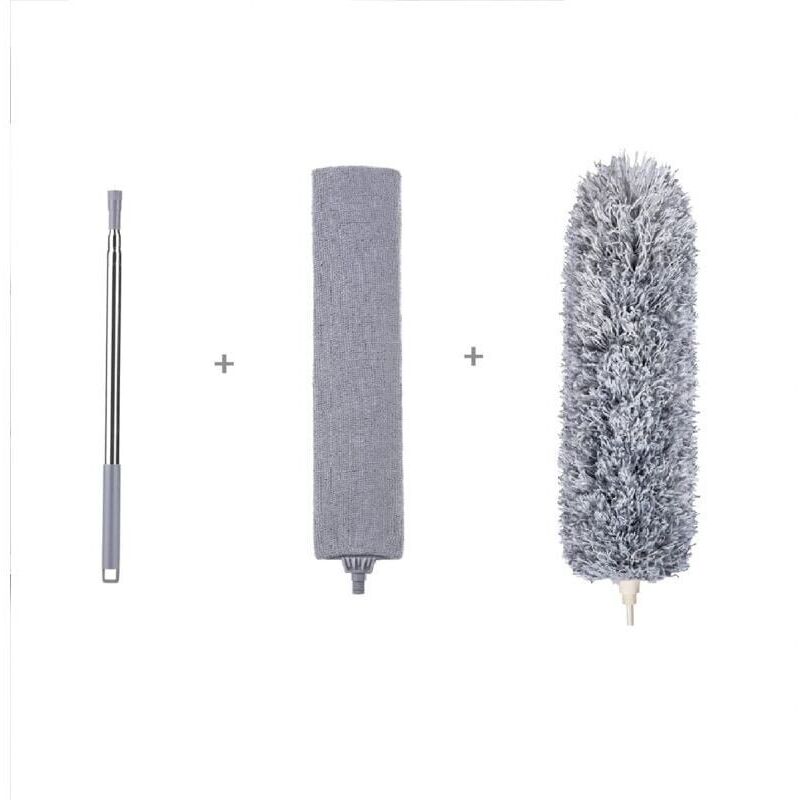 Teleskop-staubwedel, Flacher, Ausziehbarer Staubwedel, Grau, Geeignet Für Ritzen Unter Sofas, Kleiderschränken Und Betten, Zum Abstauben, 2er-pack