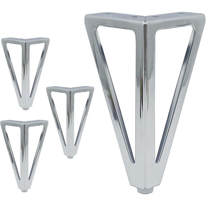 (silber) 4er-pack 15 Cm Metall-dreieck-tischbeine, Moderne Stilrichtung, Schrank-, Schlafsofa- Und Möbelfüße